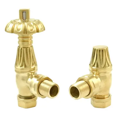 (Polished Brass) WarmeHaus Traditional Westminster Victorian Style Thermostatic Angled Radiator 