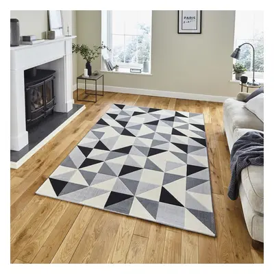 (200x290cm) Vancouver Rugs in Grey Black Soft Power Loomed Polypropylene Mats