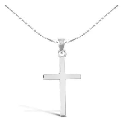 Jewelco London Solid 18ct White Gold Plain Cross Pendant - JPX144