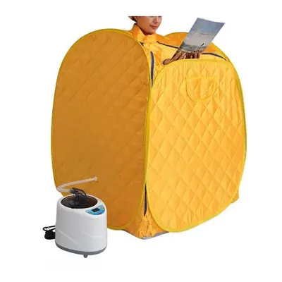 (Yellow) Free Inflatable Household Single Sweat Steamer Sauna Bath Folding Box