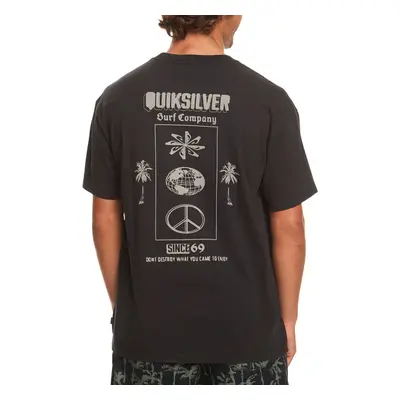 (L, Black) Quiksilver Mens Quik Ways Short Sleeve Crew Neck Cotton T-Shirt Top Tee