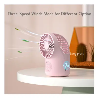 (Pink) in Portable bluetooth 5.1 Audio Wireless Desktop Speaker with Handheld Mini Cooling Fan