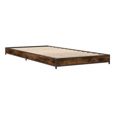 (smoked oak, x cm) vidaXL Bed Frame Bed Base Sonoma Oak 160x200 cm Engineered Wood and Metal