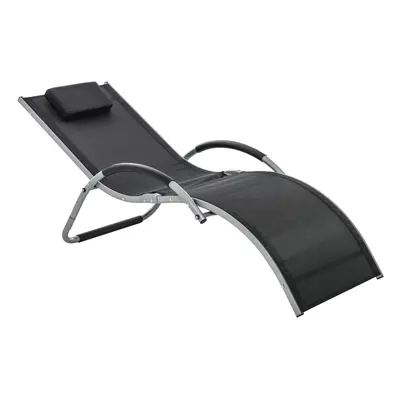 Outsunny Sun Lounge Recliner Lounge Chair Design Ergonomic w/ Pillow Black