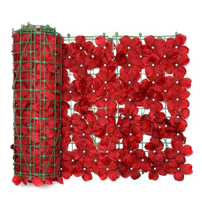 (Red) 0.5*3M Artificial Ivy Hedge Grass Wall Panel Artificial Leaves Plants Greenery Garlands Ha