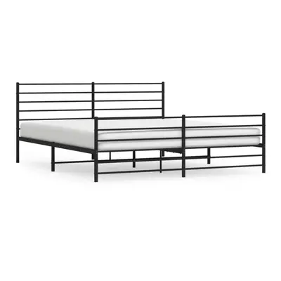 (black, x cm/with headboard & footboard) vidaXL Metal Bed Frame with Headboard Bed Base Mattress