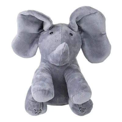 (Grey) Electric Adorable Small Elephant Animated Flappy Push Doll Kids Present