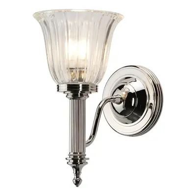 IP44 Wall Light Frosted Ribbed Glass Highly Polished Nickel LED G9 3.5W