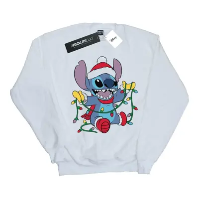 (3XL, White) Disney Mens Lilo And Stitch Christmas Lights Sweatshirt