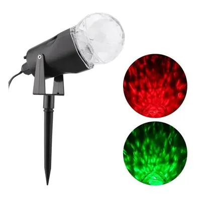 (Red & Green, EU Plug) 3W Rotating Crystal Ball LED Christmas Projection Stage Light Waterproof 