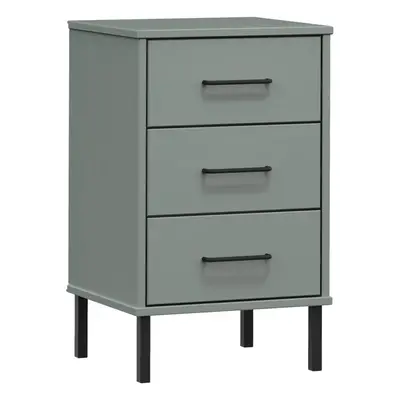 (grey) vidaXL Solid Wood Pine Bedside Cabinet with Metal Legs OSLO Multi Colours