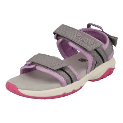 (Grey, UK Child) Childrens Clarks Water Friendly Strappy Sandals Expo Sea K