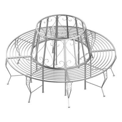 Outsunny 160cm Garden Round Tree Bench Outdoor Chair Metal Patio Circular Seat