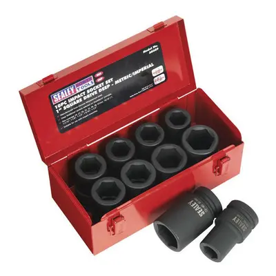 Sealey AK689 10pc 1"Sq Drive Deep Impact Socket Set - Metric/Imperial