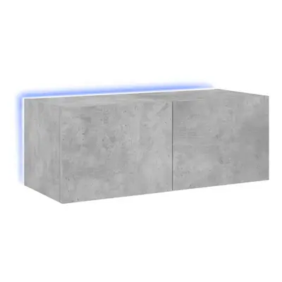 vidaXL TV Wall Cabinet with LED Lights Wall Mounted TV Units Concrete Grey