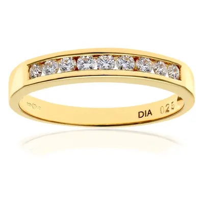 (O) Jewelco London 18ct Diamond Yellow Gold Channel Set Half Eternity Ring, H/SI Certified Diamo