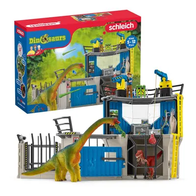 Schleich Dinosaur Toys Science Playset - 33-Piece Set Research Station with Brachiosaurus, Veloc