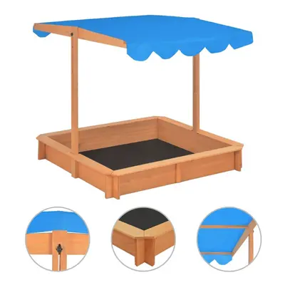 vidaXL Firwood Sandbox with Adjustable Roof Outdoor Wooden Playhouse Sandpit