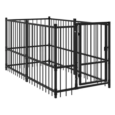 vidaXL Dog Kennel Black 193.5x97x100 cm Steel Dog Crate Cage Puppy Enclosure