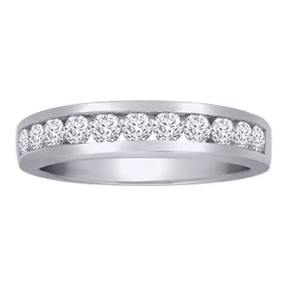 (U) Jewelco London Solid Platinum Channel Set Round G SI1 0.75ct Diamond Dainty Band Eternity Ri