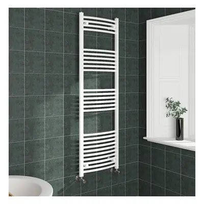 (1600x500mm, White) NRG Curved Central Heating Towel Rail Bathroom Heated Rad Radiators Ladder W