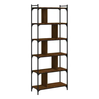 (brown oak, x x cm) vidaXL Bookcase Office 6-Tier Book Shelf Rack Storage Cabinet Engineered Woo