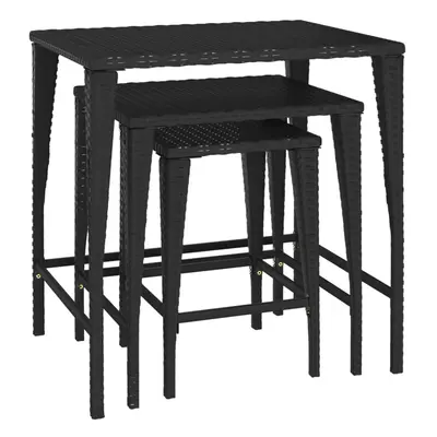 vidaXL Garden Nesting Tables Side Table Coffee Table pcs Black Poly Rattan