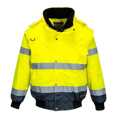 (L, Yellow/Navy) Portwest Unisex Adult in Hi-Vis Bomber Jacket