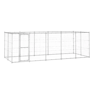 vidaXL Outdoor Dog Kennel Galvanised Steel with Roof 12.1 m? Patio Dog Cage