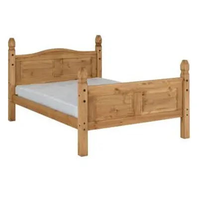 Corona King 5ft Bed Frame High Foot End Distressed Waxed Pine