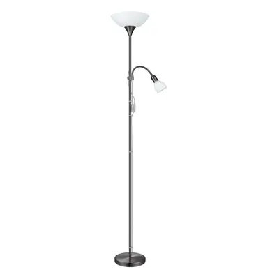 Floor Lamp Light Nickel Shade White Plastic Glass Bulb E27 E14 1x60W 1x25W