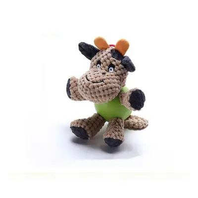 (Cattle) Corduroy Rubber Plush Pet Dog Doll Toy Multi Shaped Chew Squeaky Toys for Puppy Animal 