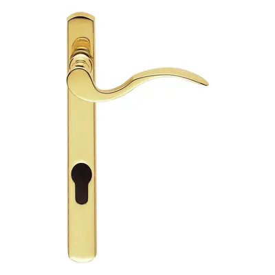 Scroll Lever Door Handle on Lock Backplate Polished Brass x 25mm