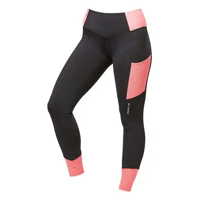 (26, Coral) Dublin Girls Power Performance Colour Block Horse Riding Tights