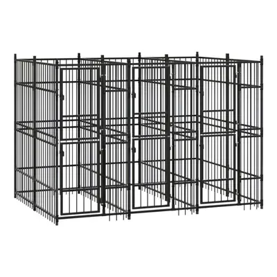 vidaXL Outdoor Dog Kennel Steel 5.53 m? Garden Patio Puppy Enclosure Dog House