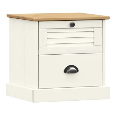 (white) vidaXL Bedside Cabinet Wooden Bedside Table Nightstand VIGO Solid Wood Pine