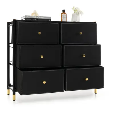 6 Drawers Dresser Tower Fabric Chest of Drawer Metal Frame