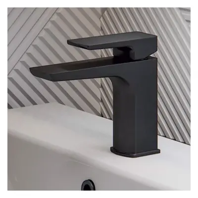 Nes Home Cloakroom Mono Basin Sink Mixer Tap Matte Black Brass Faucet & Waste