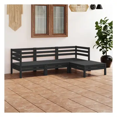 vidaXL Garden Lounge Set Outdoor Sofa Set Couch Piece Solid Pinewood Black