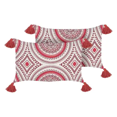 Set of Cushions Oriental Pattern ANTHEMIS Cotton x cm Red