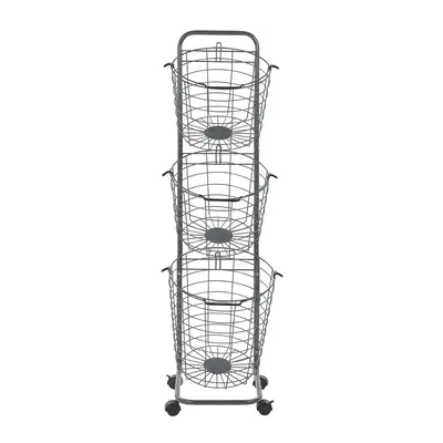 3 Tier Metal Wire Basket Stand Grey AYAPAL