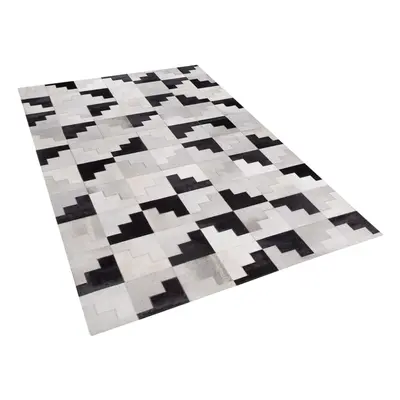 Leather Area Rug x cm Black with Grey EFIRLI