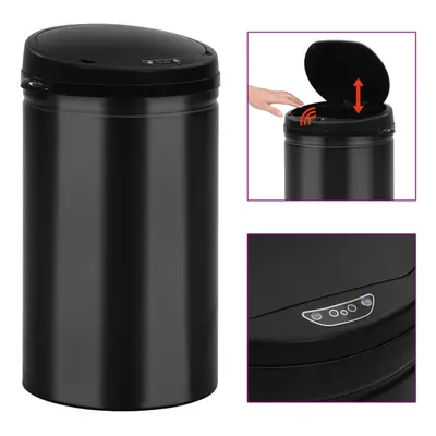 vidaXL Automatic Sensor Dustbin 40L Carbon Steel Black Kitchen Waste Dust Bin