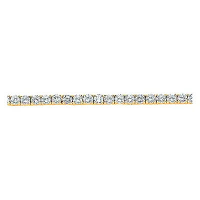 Jewelco London Ladies Yellow Gold-Plated Sterling Silver Cubic Zirconia Claw Line Tennis Bracele