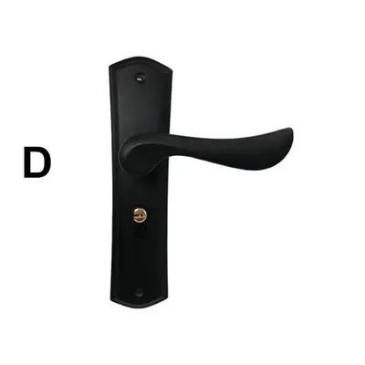 (D) Matte Black Aluminum Door Lock Mechanical Interior Handle Cylinder Lever Latch Home Security