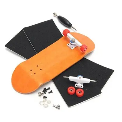 (Dark orange) Wooden Multicolor Baseboard Mini Skateboard Set Indoor Toys