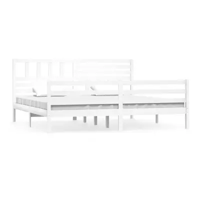 (white, x cm) vidaXL Bed Frame Bed Base Bedstead Bedroom Mattress Foundation Solid Wood