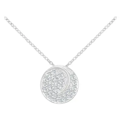 Jewelco London 18ct White Gold Round 0.28ct Diamond Circle Pendant Necklace inch 46cm - PP0AXL59