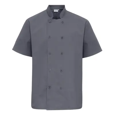 (XL, Steel Grey) Premier Unisex Short Sleeved Chefs Jacket / Workwear (Pack of 2)