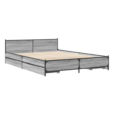 (grey sonoma, x cm) vidaXL Bed Frame with Drawers Bed Base Mattress Foundation Engineered Wood